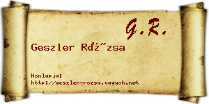 Geszler Rózsa névjegykártya